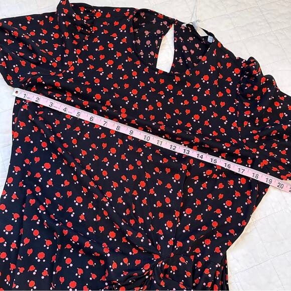 Boden Tulip Charm Tie Side Mini Dress 8 NWT NEW Red Floral Puff Sleeve - Picture 10 of 14